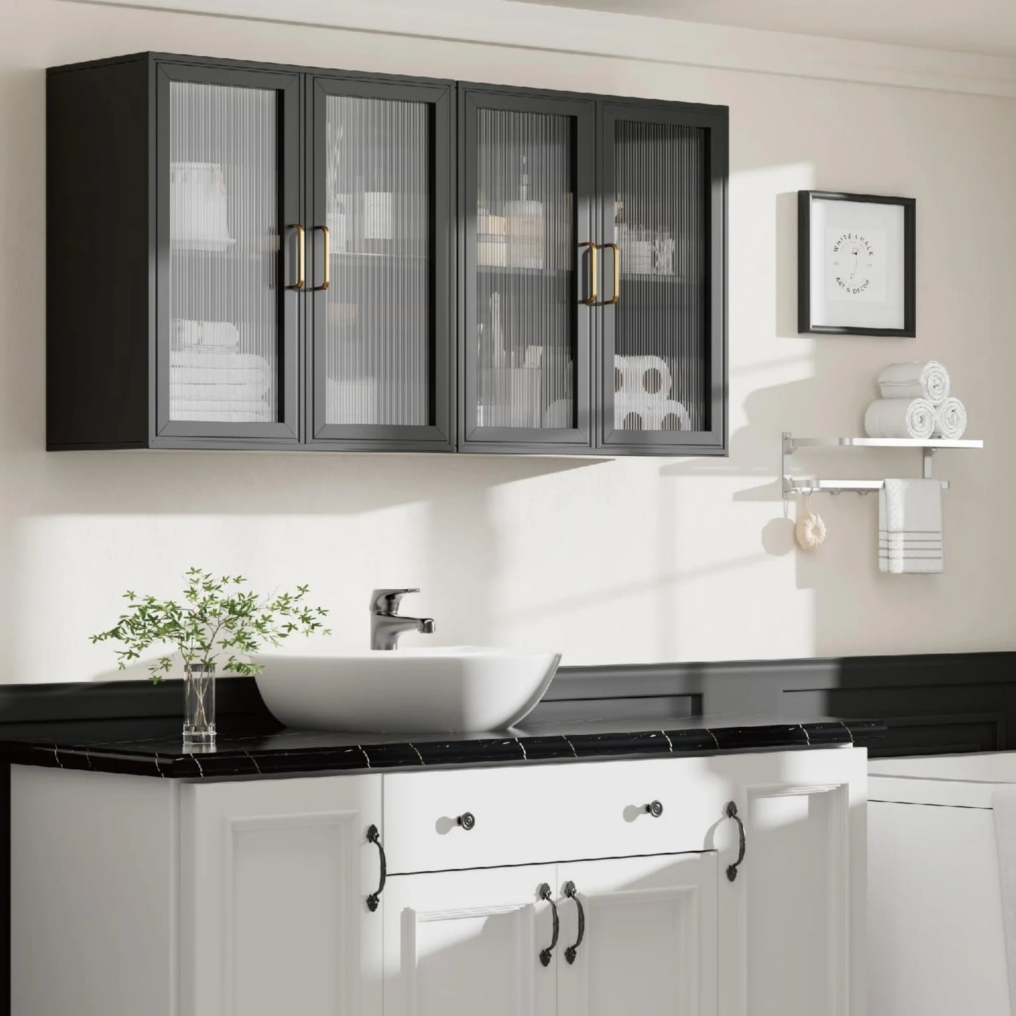 LED Wall Storage Cabinets with 4 Acrylic Glass Doors