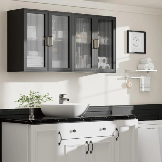 LED Wall Storage Cabinets with 4 Acrylic Glass Doors