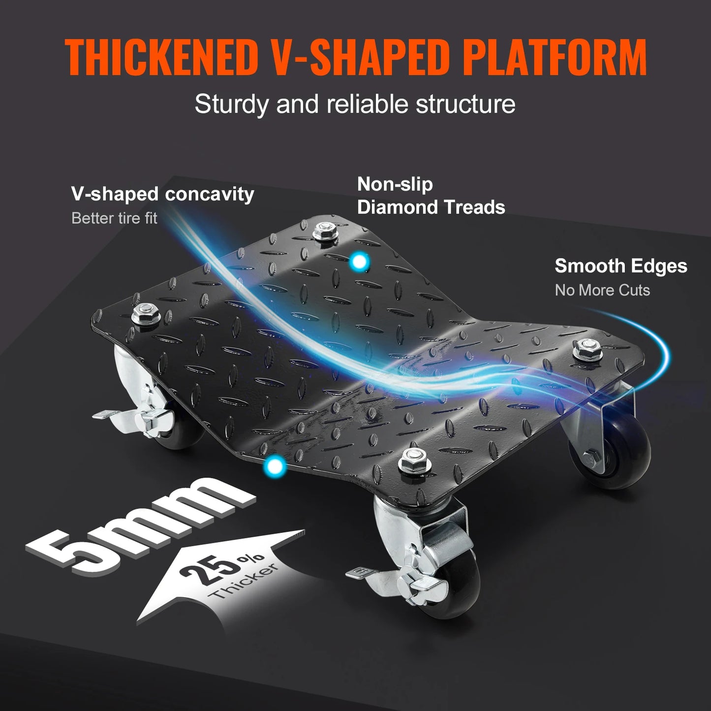2/4PCS Wheel Trolley Dolly, 1500Lbs Weight Capacity