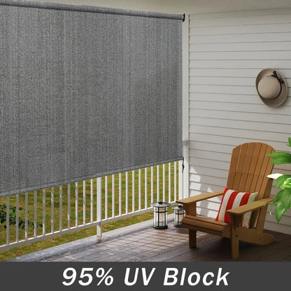 7' W X 8' L Exterior Outdoor Roller Shade with 95% UV Blocker