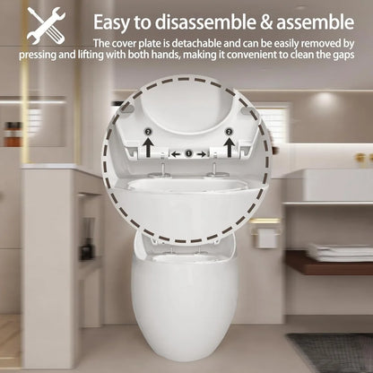 Egg-Shaped One-Piece Toilet 1.28 GPF Low-Flush Toilet with Soft Close Seat