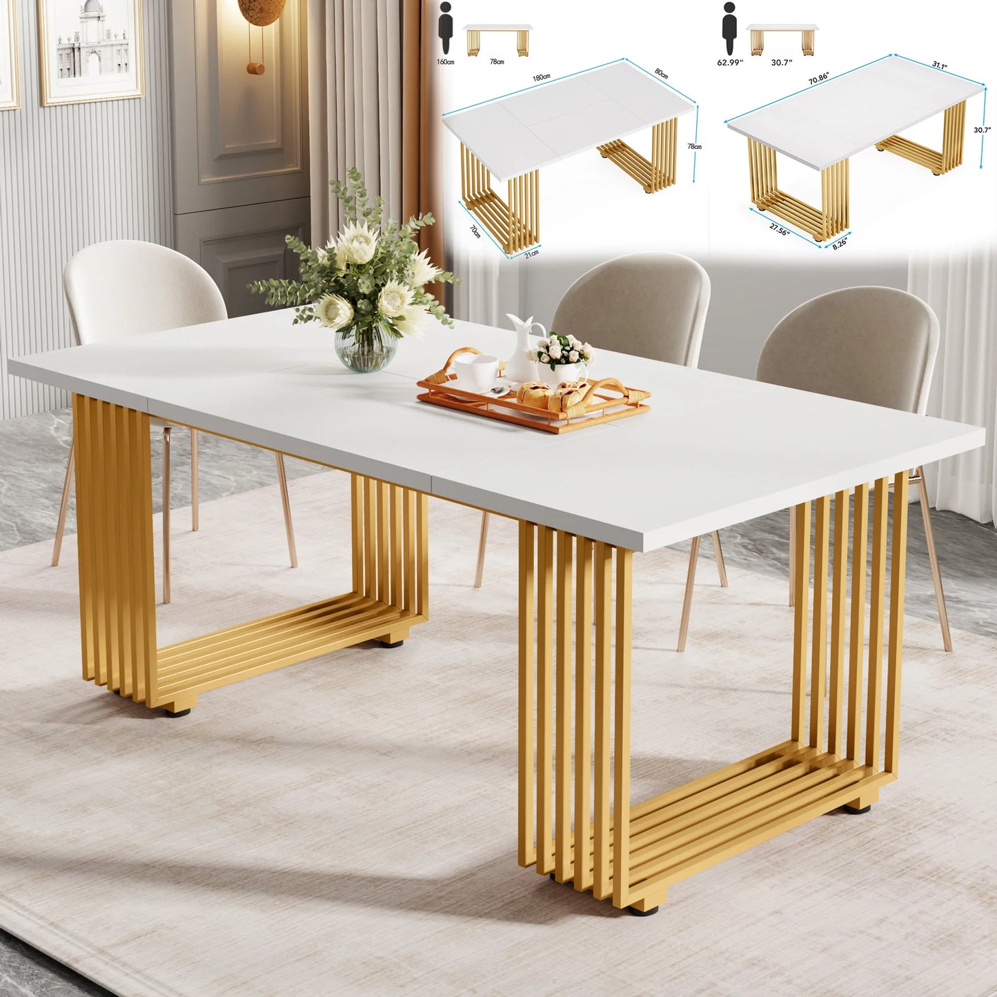 63-Inch Rectangular Dining Table for 4 to 6 people
