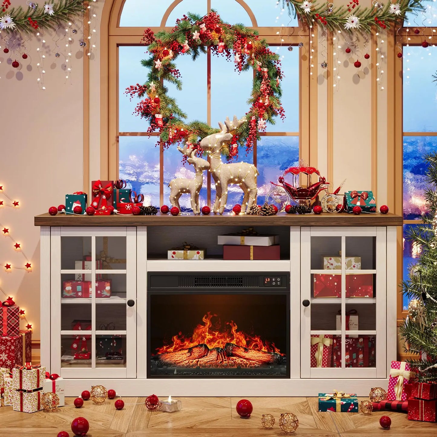 59-Inch TV Stand with 23-Inch Electric Fireplace