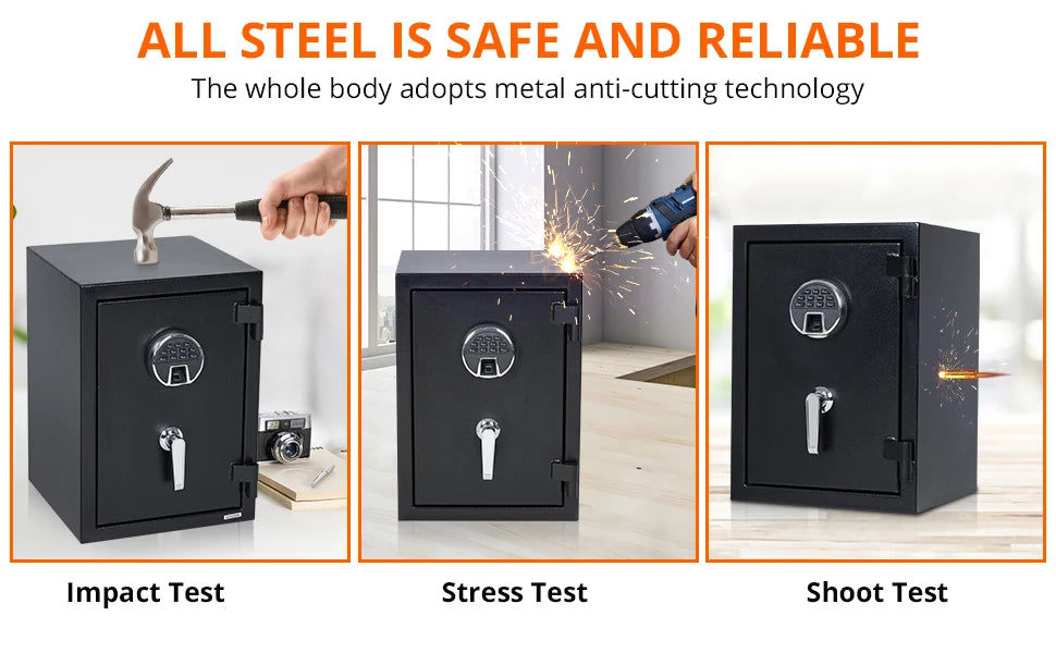 Fireproof and Waterproof Safe Box with Programmable Keypad