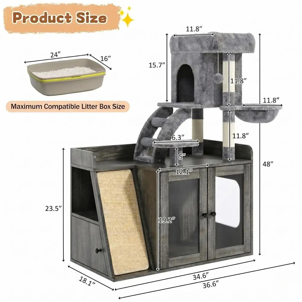 Cat Tree with Hidden Litter Box
