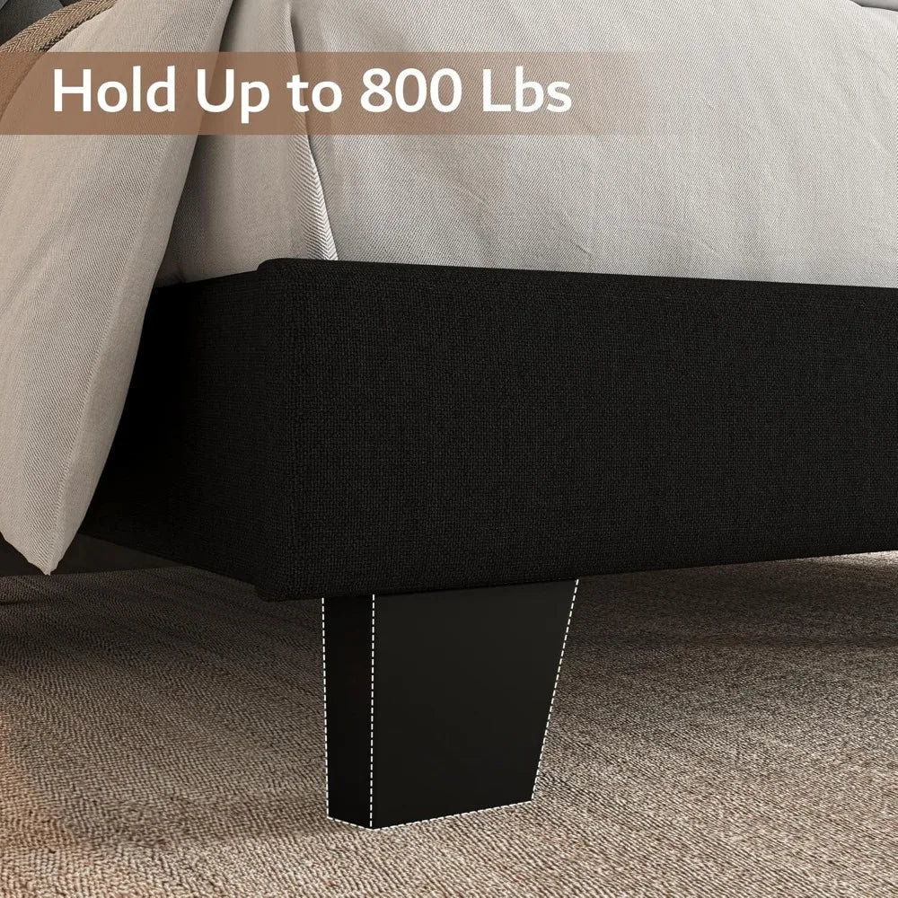 Full Size Bed Frame with Button Tufted Headboard