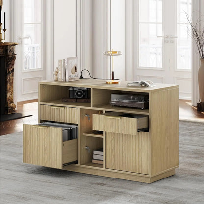 4 Drawer File Cabinet with Lock and Charging Station for Home Office