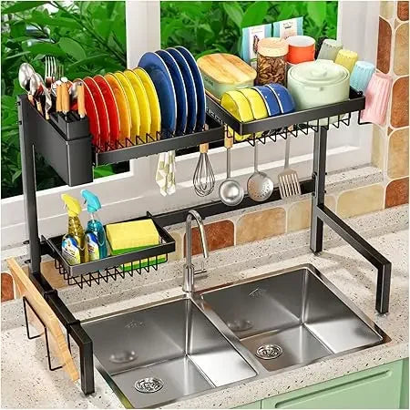 Large 2-Tier Dish Drainer with Cutlery Holder