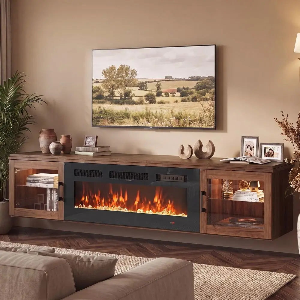 70"Floating TV Stand with Fireplace