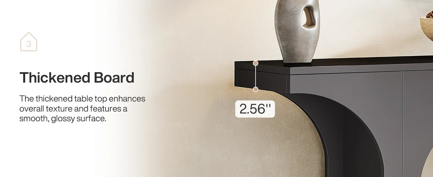 47-Inch Modern Black Console Table for Entryway