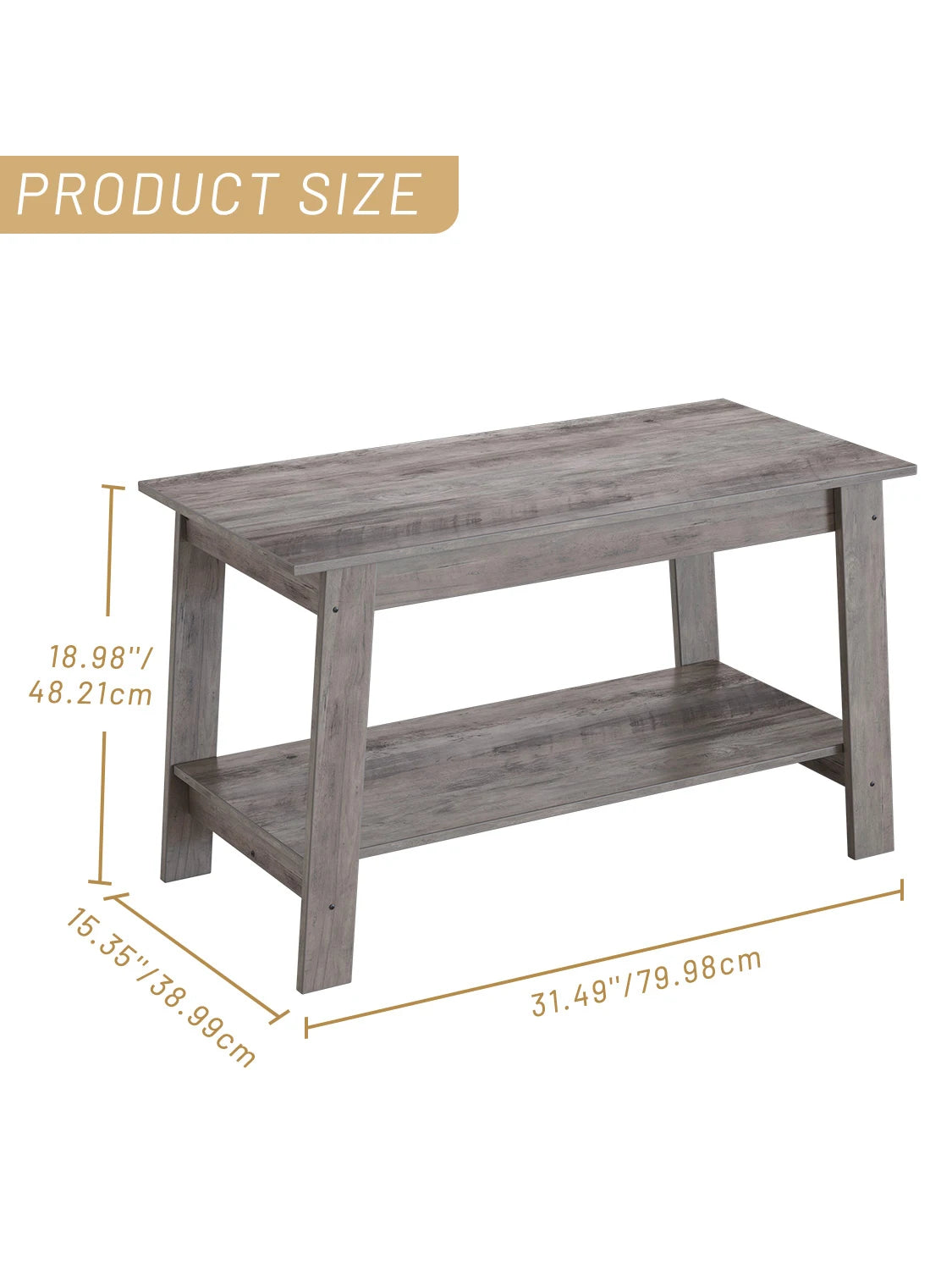 Rustic Farmhouse Wood Coffee Table with Storage Shelf
