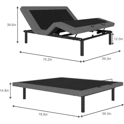 Queen Size Adjustable Bed Frame with Adjustable Legs