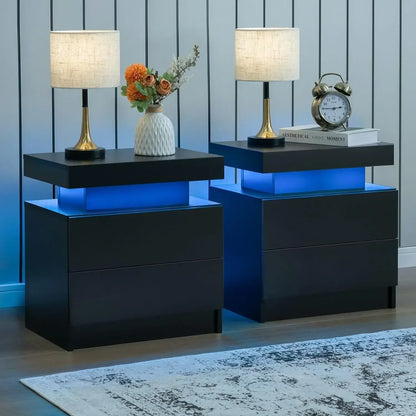 Bedside Tables with Touch Light, with 2 Drawers