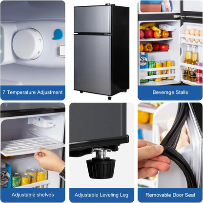 2.9 Cu.Ft Mini Fridge with Freezer, Low Noise.