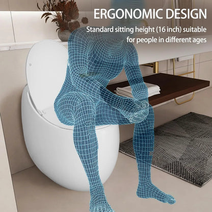 Egg-Shaped One-Piece Toilet 1.28 GPF Low-Flush Toilet with Soft Close Seat