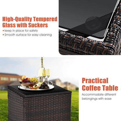 3 PCS Patio Rattan Furniture Set