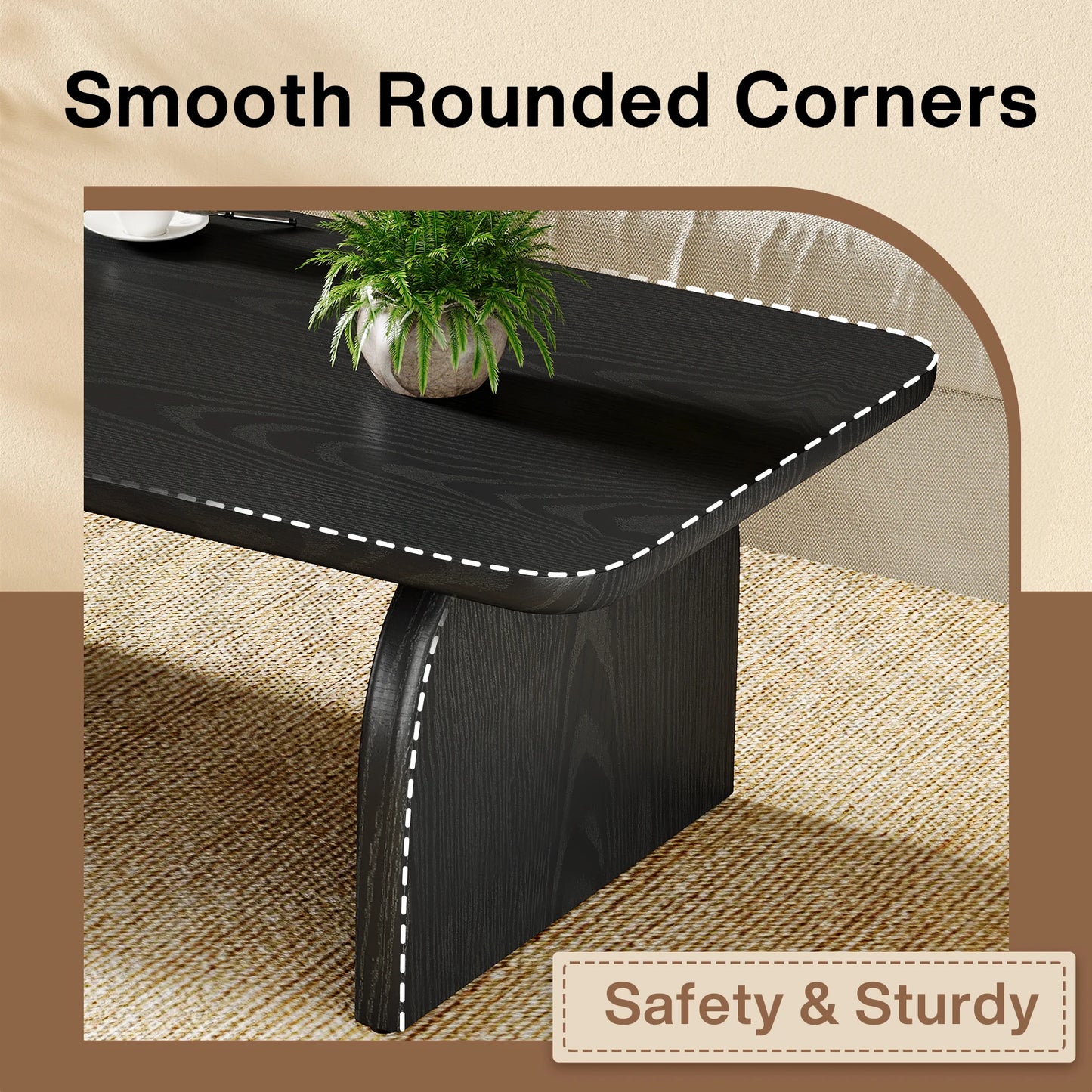 47.24-Inch Tribesigns Farmhouse Rectangular Coffee Table
