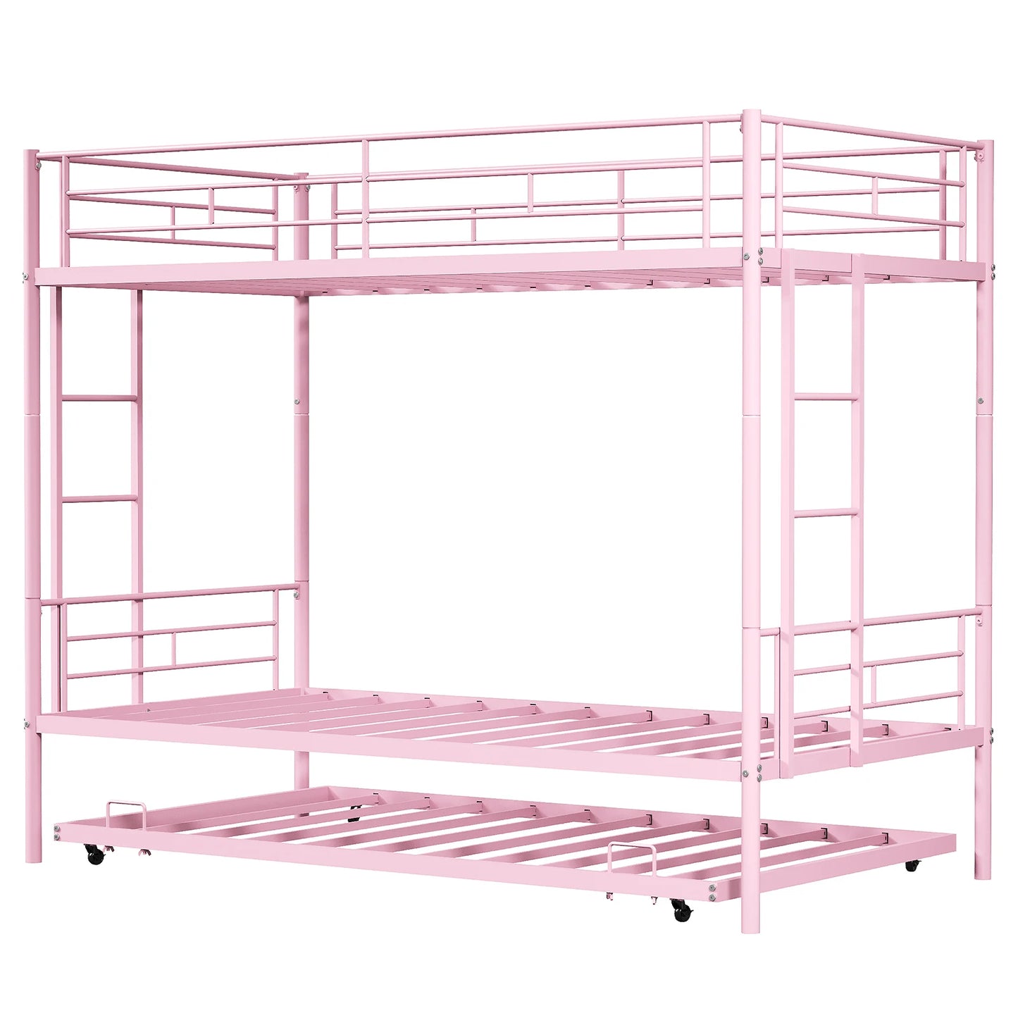 Twin Bunk Bed Frame with Ladder, Safety Rails
