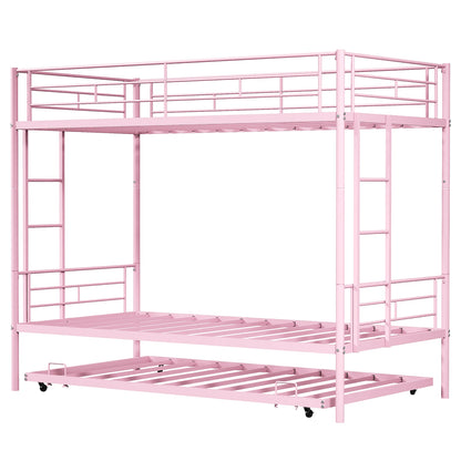Twin Bunk Bed Frame with Ladder, Safety Rails