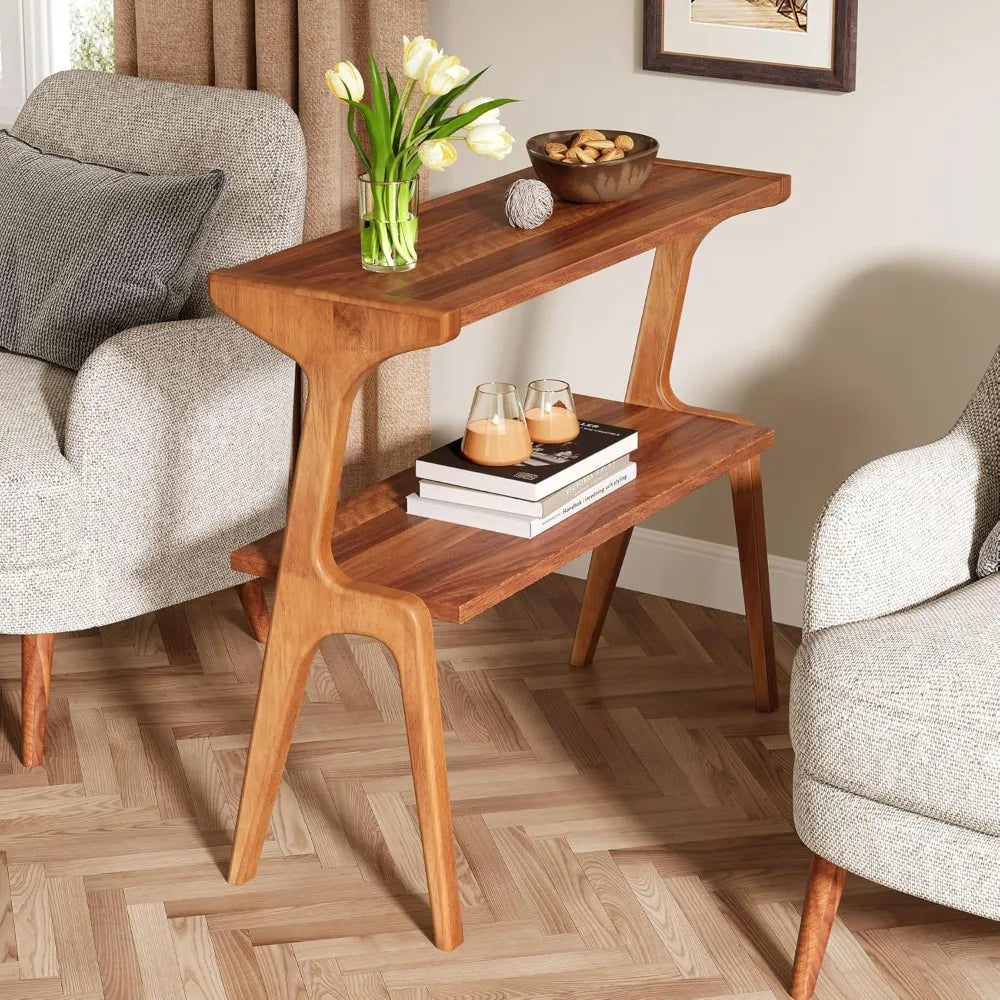2-layer ultra-thin sofa side table with storage rack