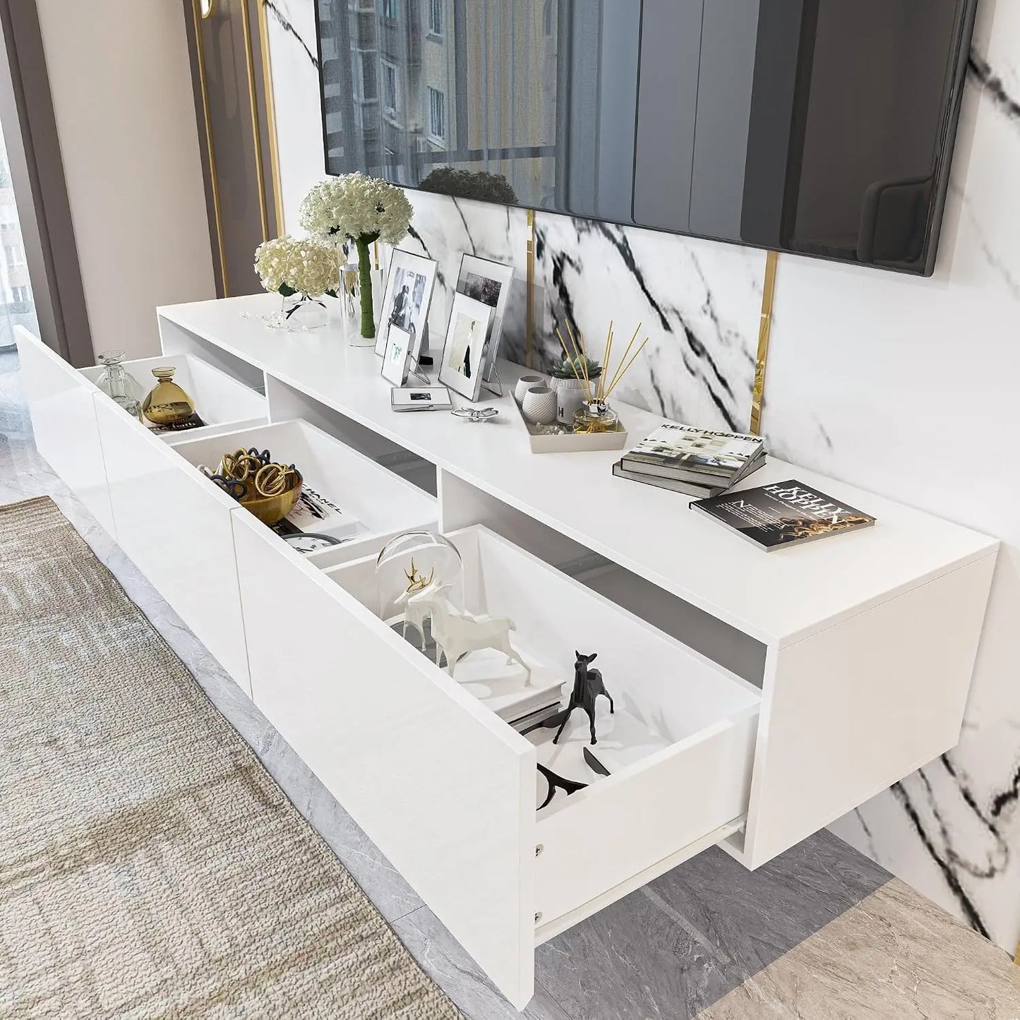 70"Floating TV Stand With 3 Drawers