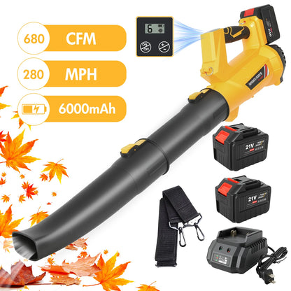 21V Cordless Leaf Blower with 6-Speed LCD Display