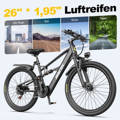 26" Electric Bike, with 21 Speed Dual Suspension