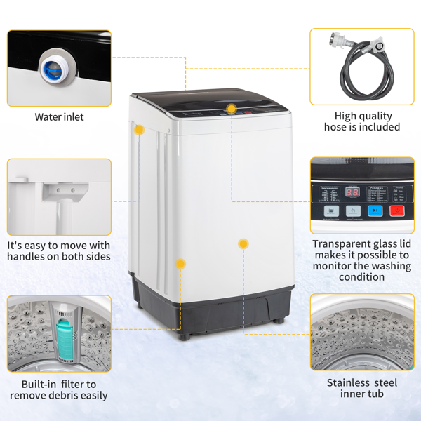 Portable Washer with LED Display, 10 Wash Cycles
