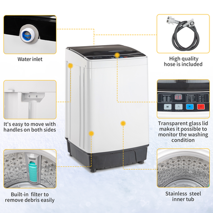 Portable Washer with LED Display, 10 Wash Cycles