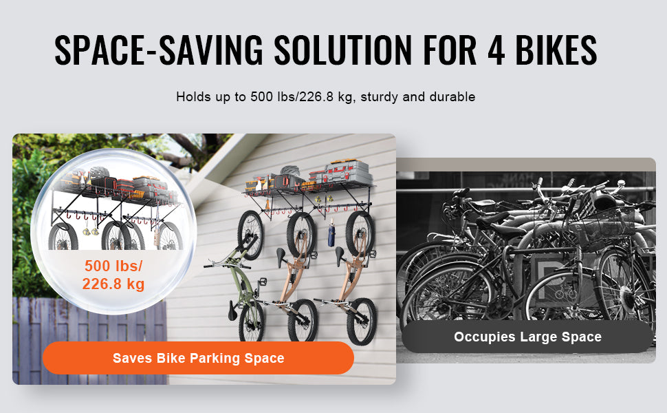 500 lbs. Bike Storage Rack with Adjustable 2 Shelves