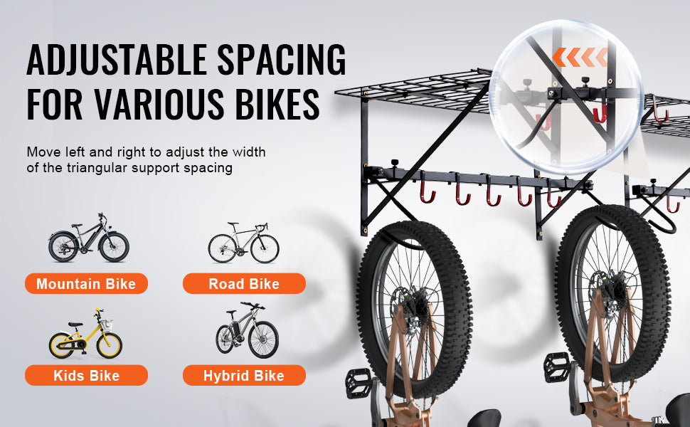 500 lbs. Bike Storage Rack with Adjustable 2 Shelves