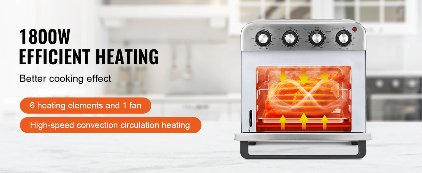 1700W Air Fryer Stainless Steel Toaster Oven