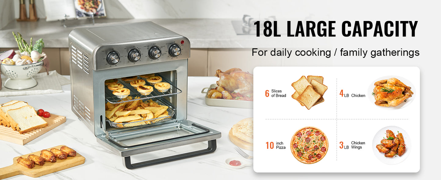 1700W Air Fryer Stainless Steel Toaster Oven