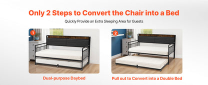 Twin/Full Size Daybed Frame w/ Charging Station