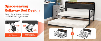 Twin/Full Size Daybed Frame w/ Charging Station