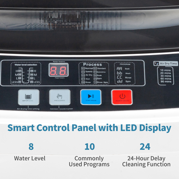 Portable Washer with LED Display, 10 Wash Cycles