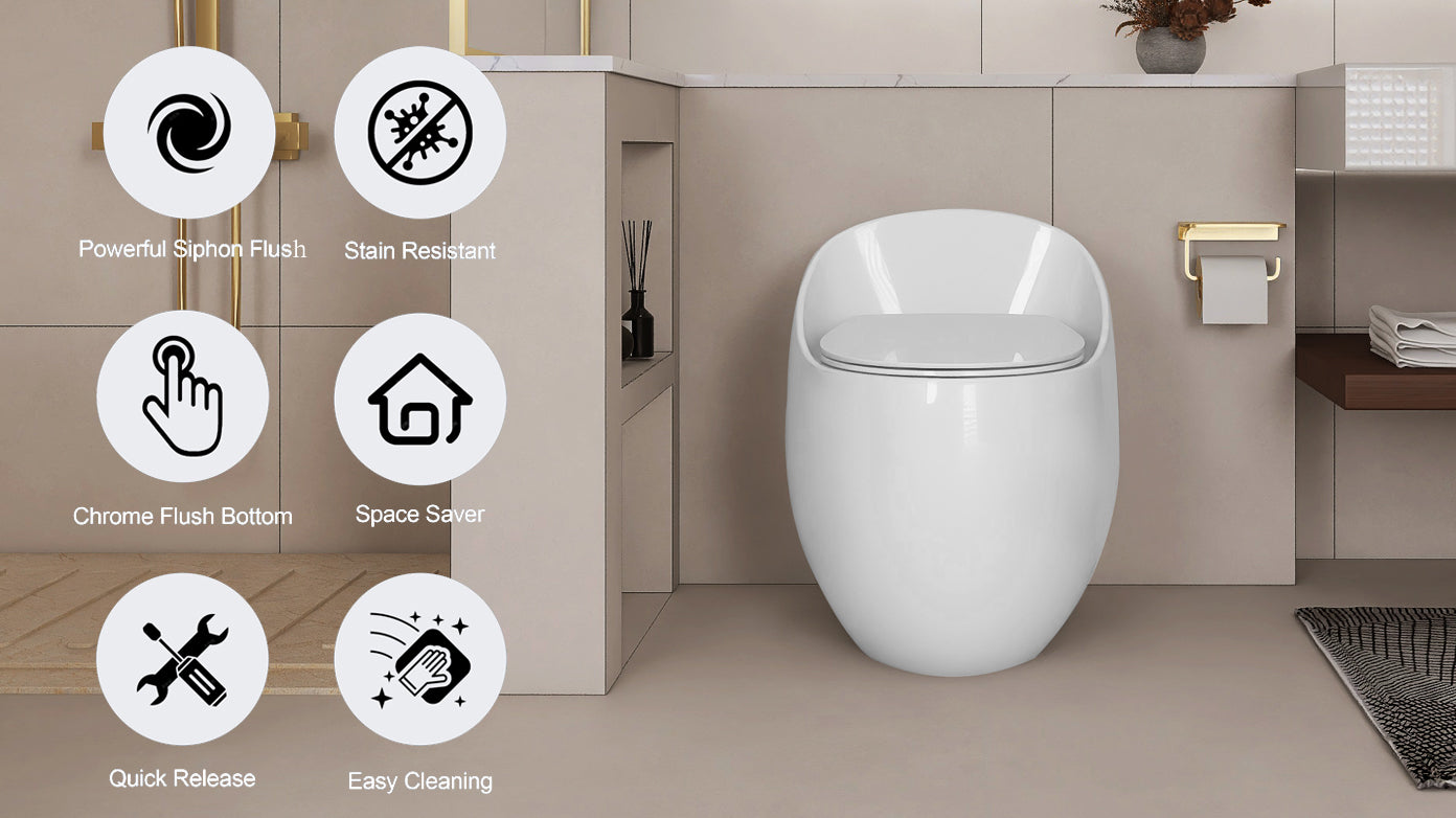 Single Flush Egg Shape Toilet 1.28 GPF