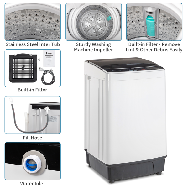 Portable Washer with LED Display, 10 Wash Cycles