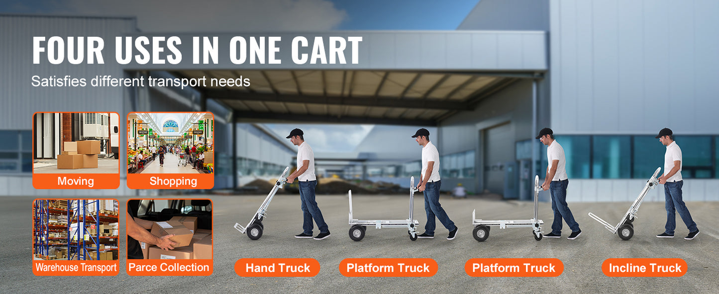 Aluminum Heavy Industrial Collapsible Dolly Cart