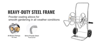 Duty Powder-coated Steel Water Hose Cart