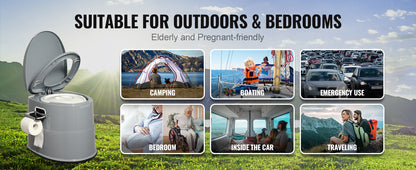 Portable Toilet for Camping with 1.3G Detachable Inner Bucket