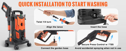 Electric Pressure Washer Power with Quick Connect Nozzles